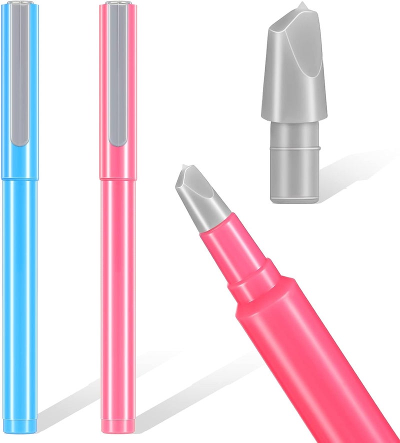 Tarpop 2 Pcs DIY Diamond Painting Parchment Paper Cutter Precision Craft Ceramic Blade Knife Pen for Cutting Paper Art with Replaceable Blade, Pink, Blue - Image 1